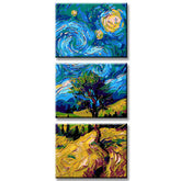 Painting by Numbers Church with Sun with Tiffany Style 3-Panel